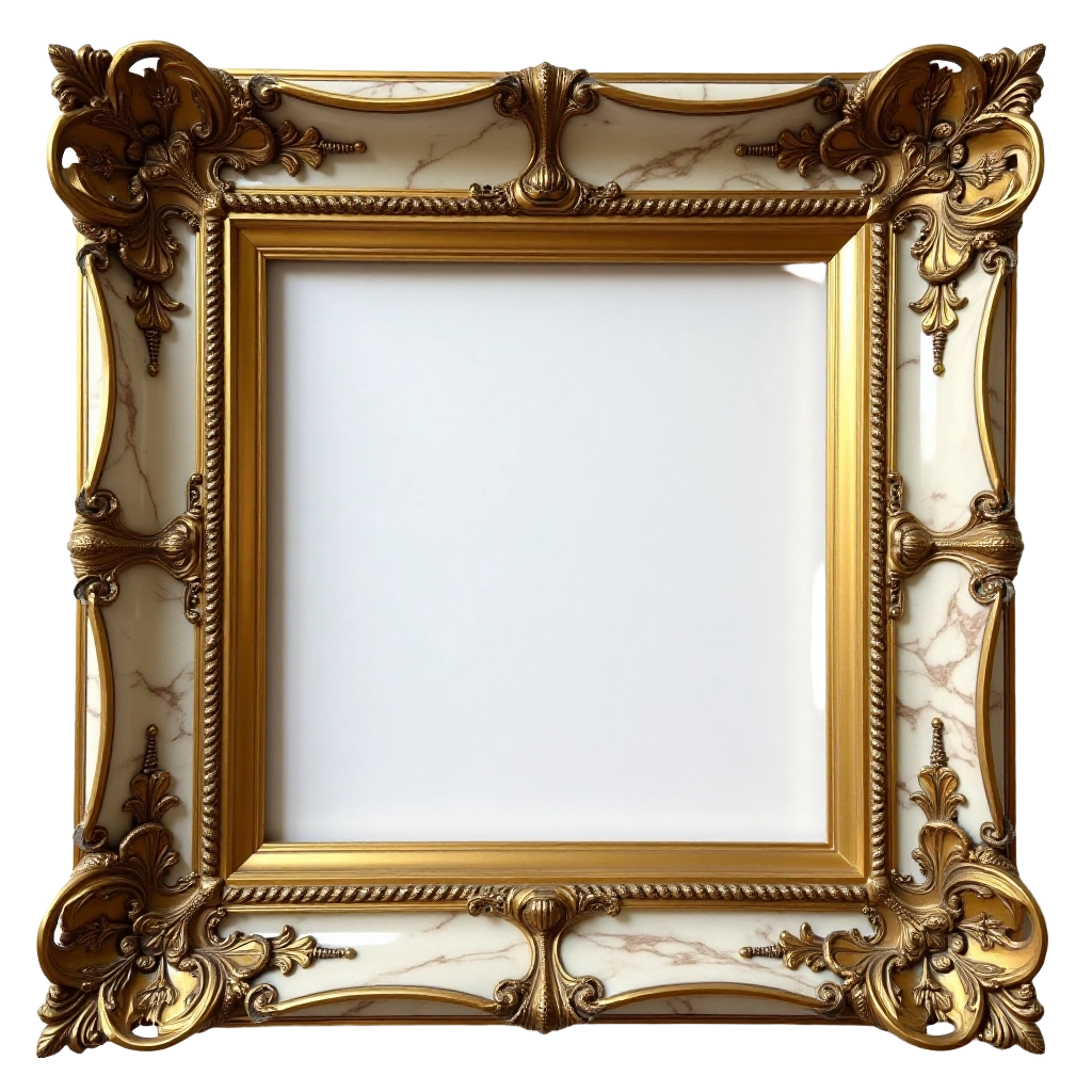 Ornate Gold and Marble Picture Frame